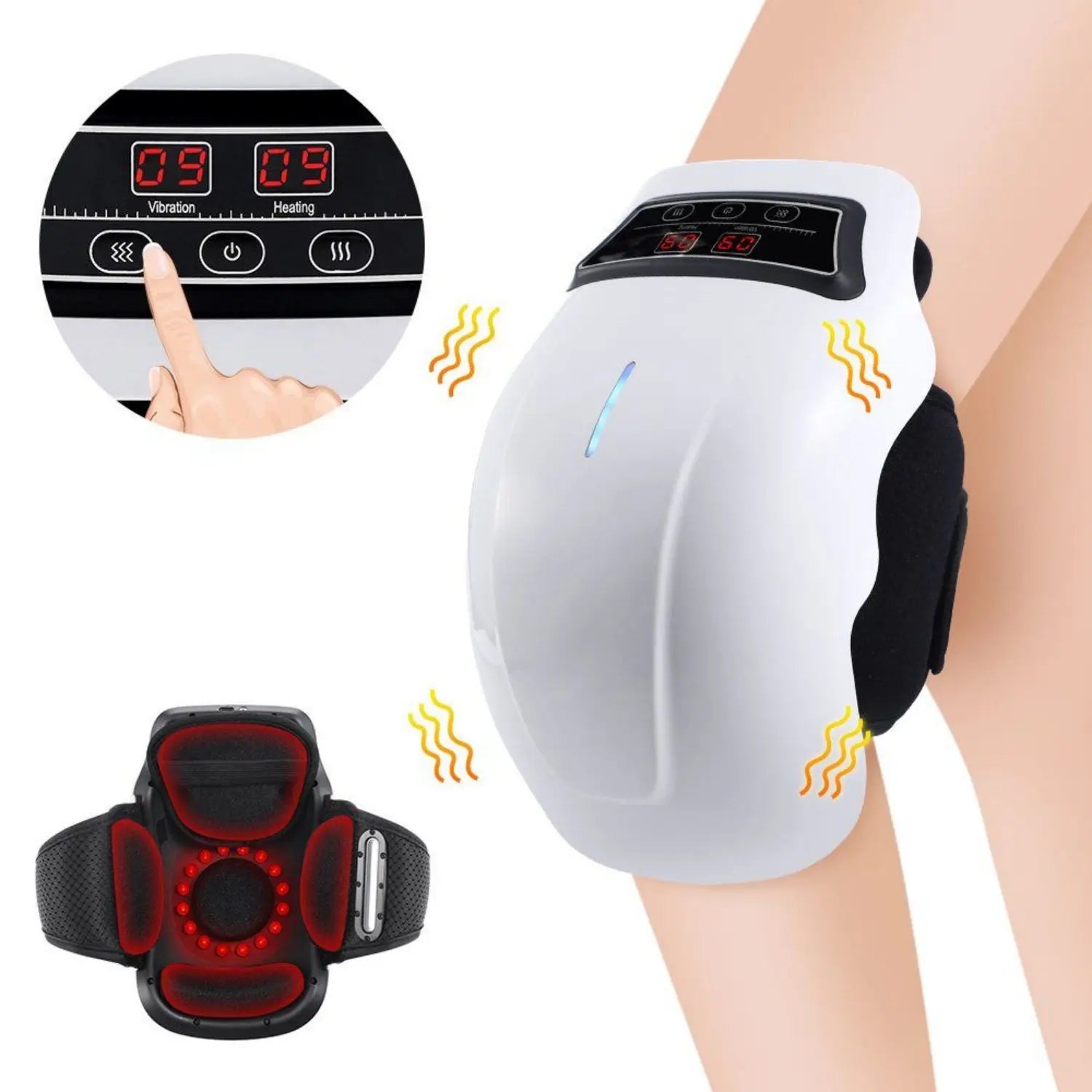 Wireless Heated Knee Massager – Electric Heating Massage Knee Pad White-1
