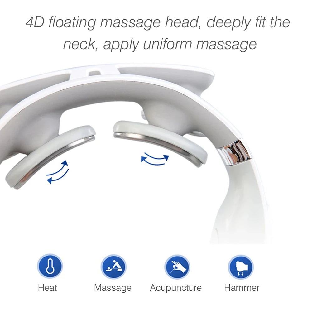 Portable Intelligent Pulse Massagers USB Rechargeable 4-Head Neck Massager Adjustment Heating Pressing Cervical Spine Massager