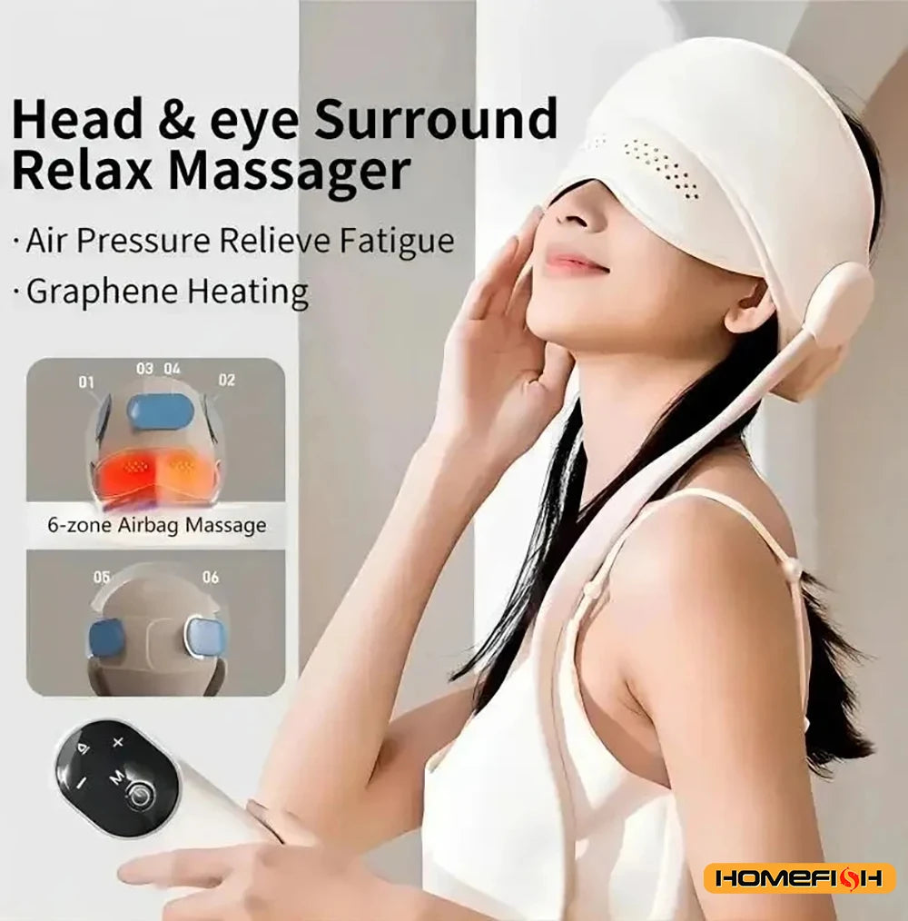 Graphene Heated Air Pressure Head Massager – Eye Hot Compress & Scalp Therapy Tool for Deep Relaxation Sleep Support