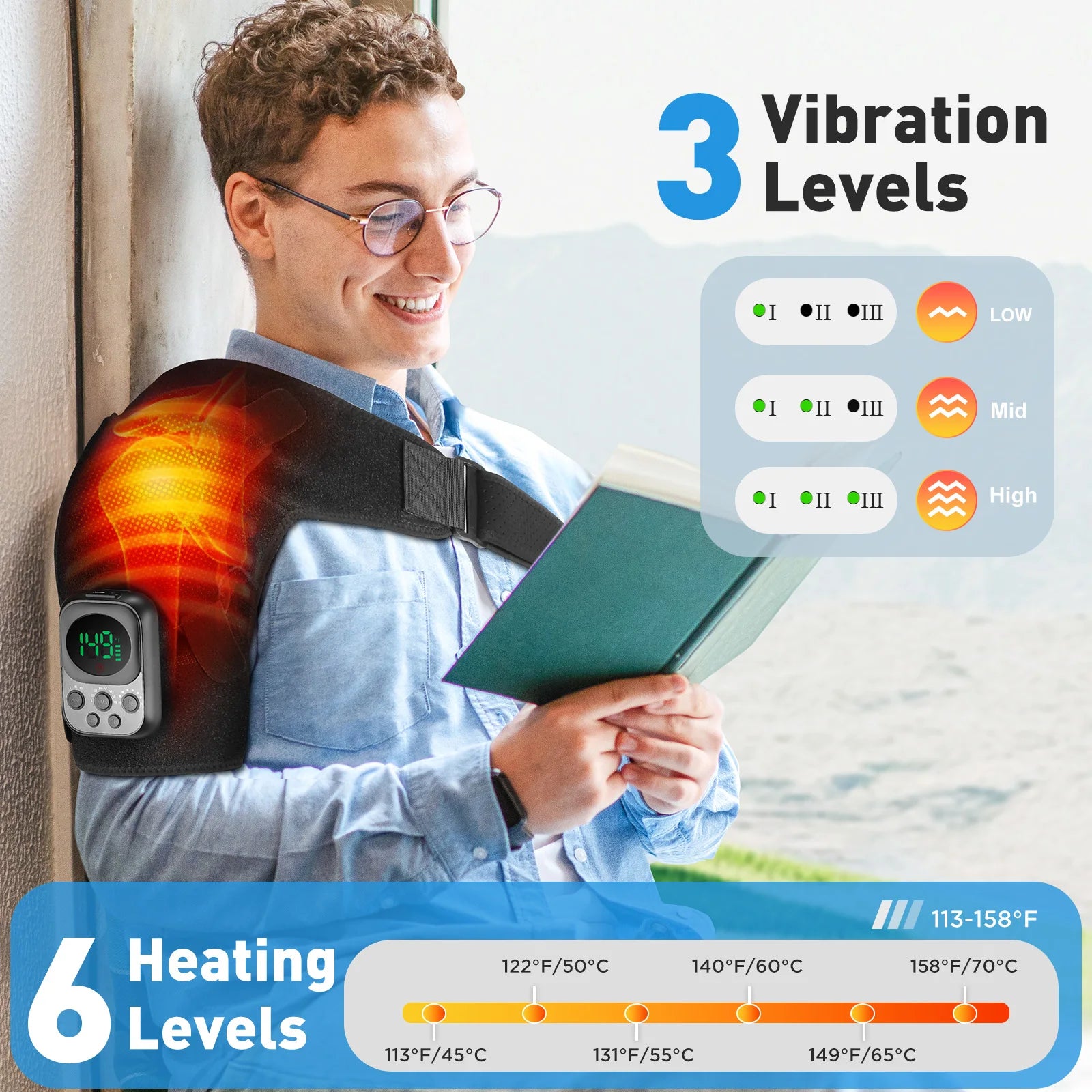 Wireless Control Shoulder Massager Heating Pad Neck Profesional Relax Belt Support Brace Warmer Shoulder Steamer Massager Pads