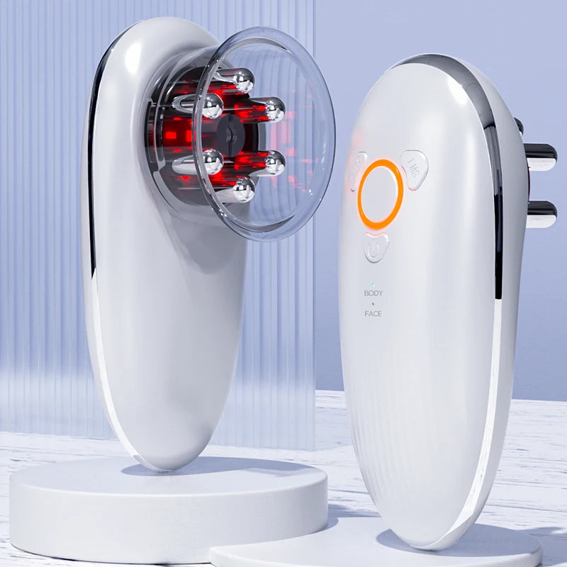 Body shaping massager, fat burning device, anti orange peel tissue and firming skin products