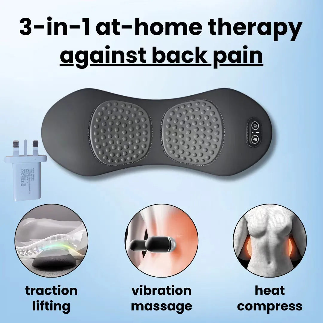 3-in-1 Back Massager with Relief Bed Sleeping Shiatsu Deep Tissue Portable Shoulder Lower Back Pain Relief Waist Massager