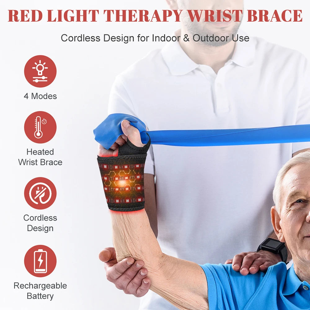 850nm Red light therapy wrist strap wireless rechargeable relieves wrist pain treats tenosynovitis suitable for office worker