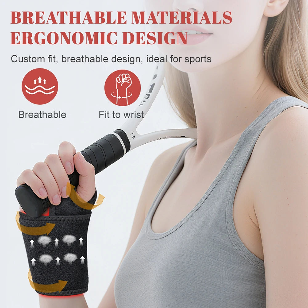 850nm Red light therapy wrist strap wireless rechargeable relieves wrist pain treats tenosynovitis suitable for office worker