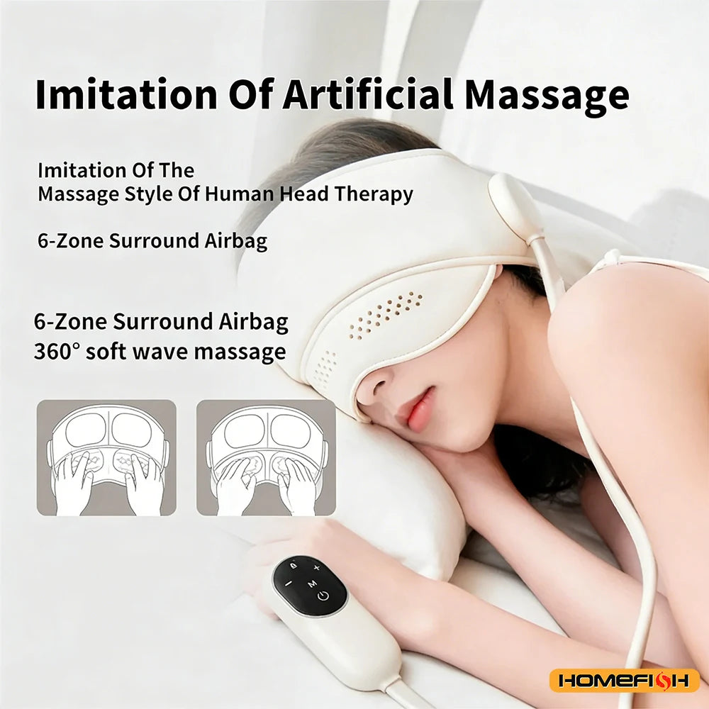 Graphene Heated Air Pressure Head Massager – Eye Hot Compress & Scalp Therapy Tool for Deep Relaxation Sleep Support
