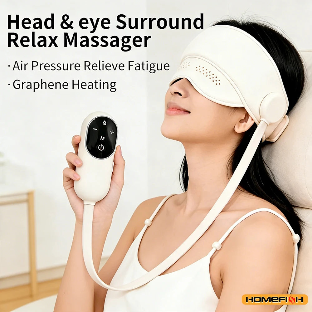 Graphene Heated Air Pressure Head Massager – Eye Hot Compress & Scalp Therapy Tool for Deep Relaxation Sleep Support